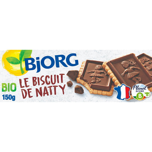 Biscuits Bio de Natty Petit Beurre Nappés au Chocolat Noir BJORG Le paquet de 12 - 150g