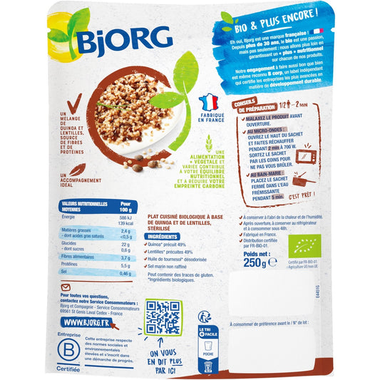 BJORG Organic Quinoa and Lentil Ready Meal