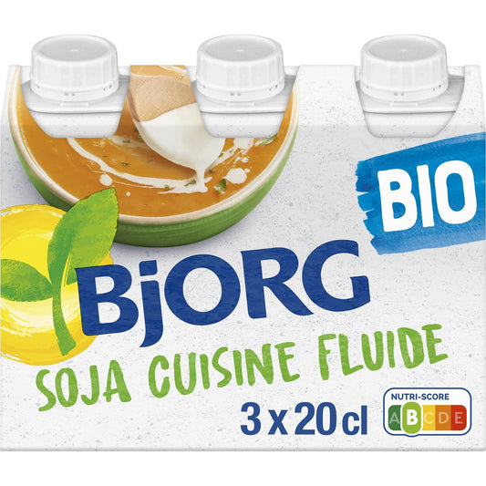 Aide Culinaire Bio Soja Cuisine Fluide BJORG Les 3 briques de 20 cL