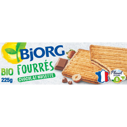 Biscuits Bio Fourrés Chocolat Lait BJORG Le paquet de 225g