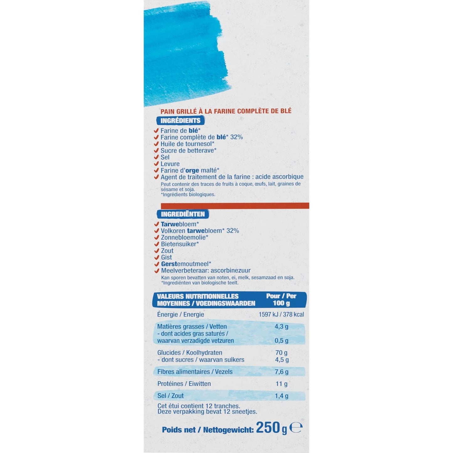 BJORG Organic Whole Wheat Toast