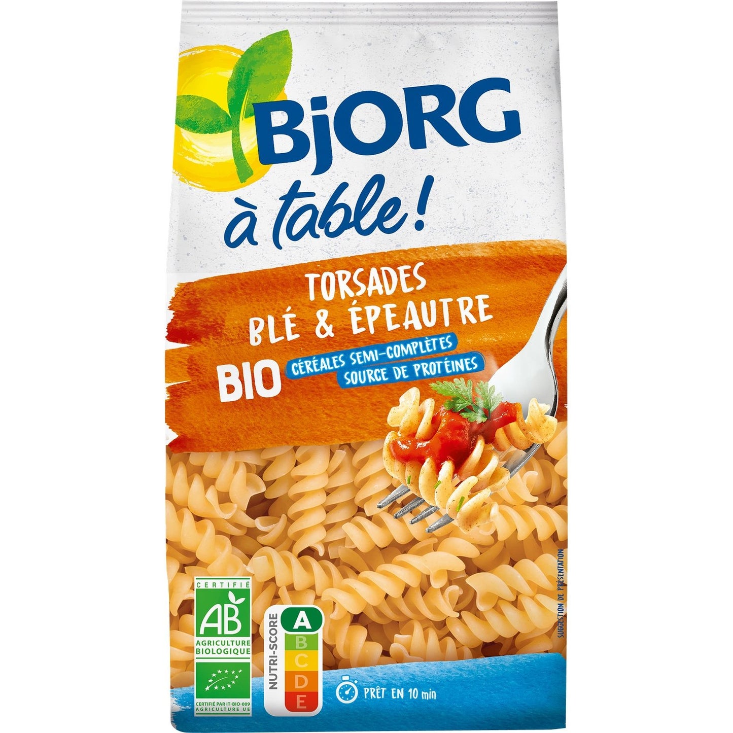 BJORG Organic Semi-Whole Wheat Spelt Twisted Pasta