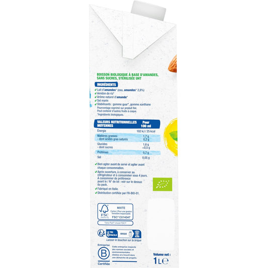 BJORG Organic Plant-Based Drink with Sugar-Free Almond Milk