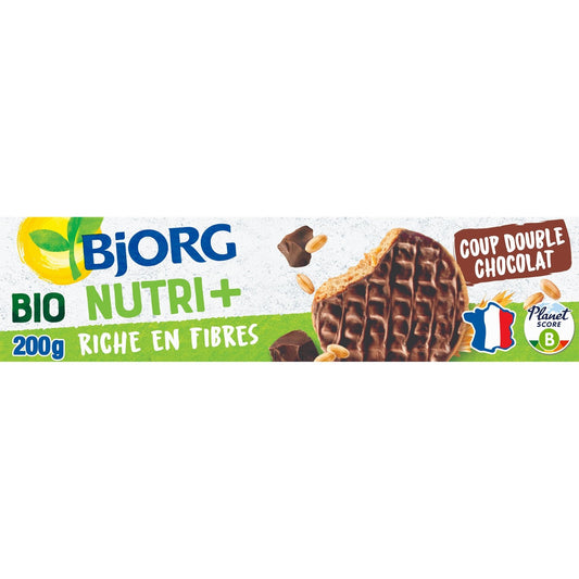 Biscuits Bio Coup Double Sablés Nappés Chocolat Noir BJORG La boite de 20 biscuits - 200g