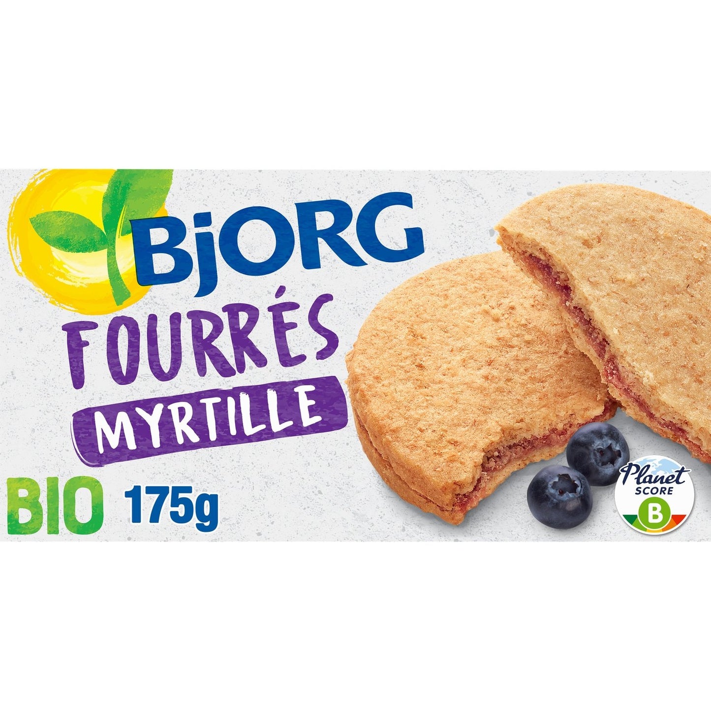 Biscuits Bio Fourrés Myrtilles BJORG Le paquet de 175g