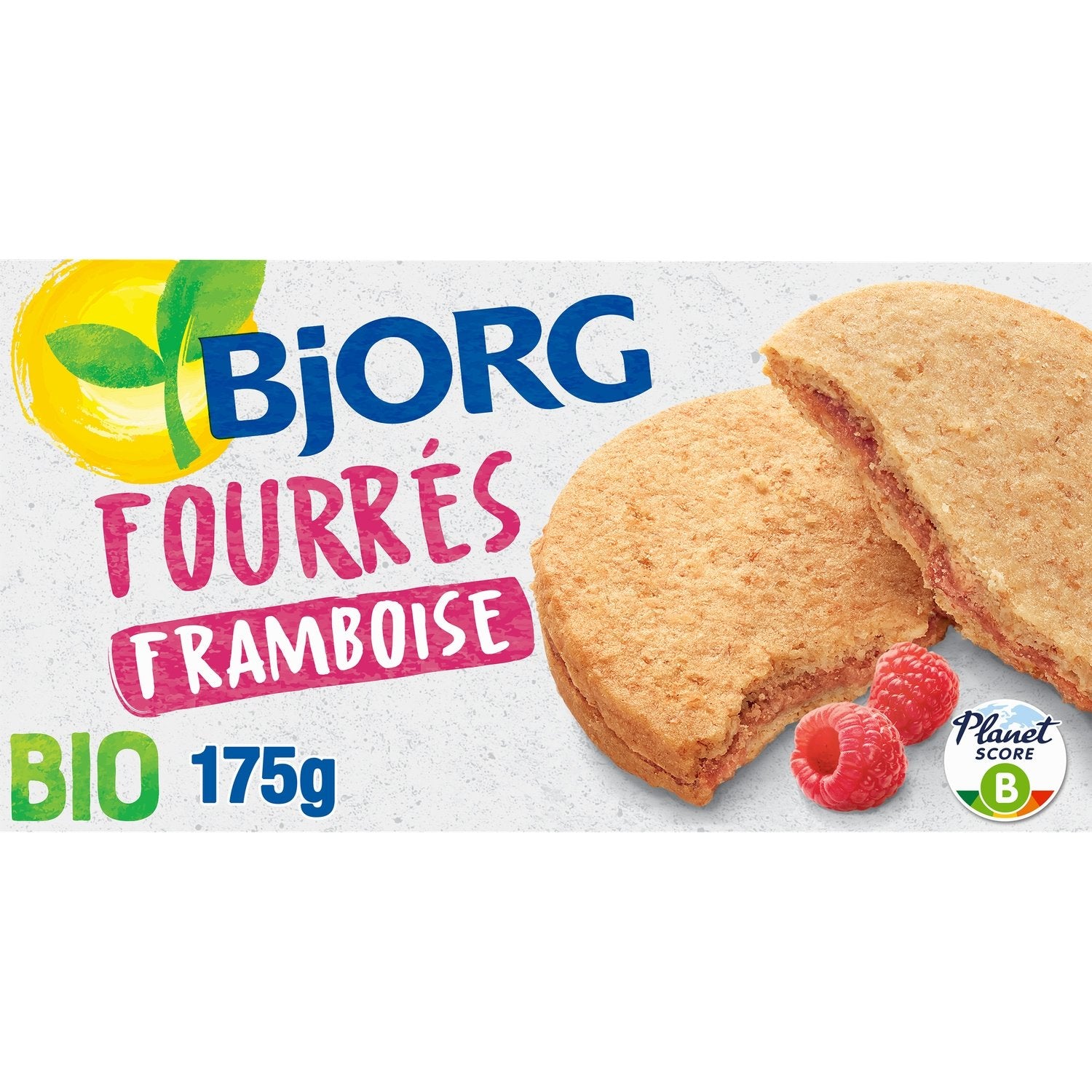 Biscuits Bio Fourrés Framboises BJORG Le paquet de 175g