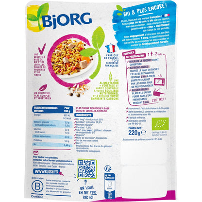 BJORG Organic Indian-Style Lentil Rice Meal