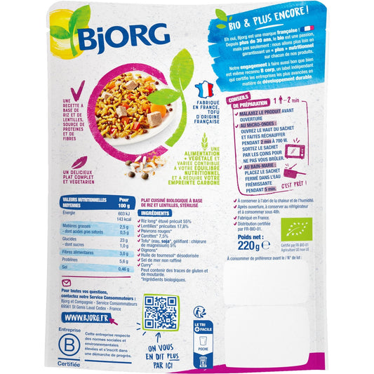 BJORG Organic Indian-Style Lentil Rice Meal