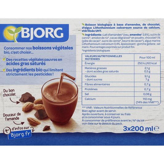 BJORG Organic Plant-Based Drink with Milk, Almond and Chocolate
