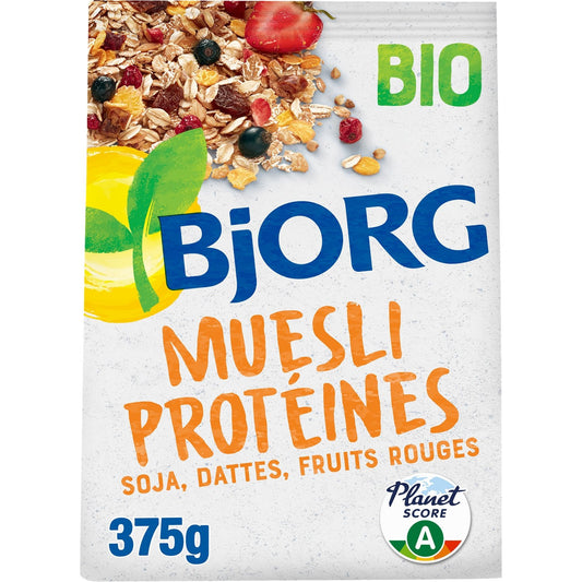 Céréales Bio Muesli Protéines Soja Sans Sucres Ajoutés BJORG La boite de 375g