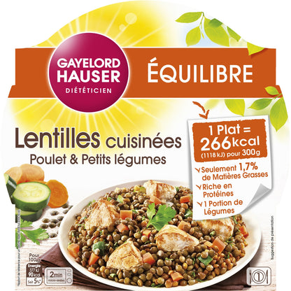 Plat Cuisiné Lentilles, Poulet, Légumes GAYELORD HAUSER