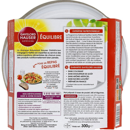 Plat Cuisiné Poulet, Blé, Légumes GAYELORD HAUSER