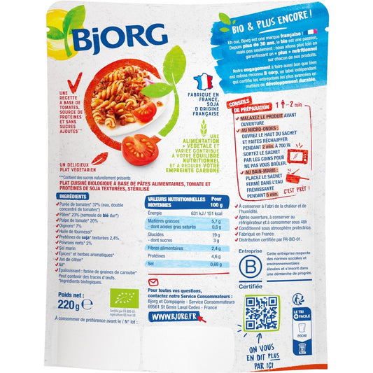BJORG Organic Italian Tomato Torsettes Ready Meal