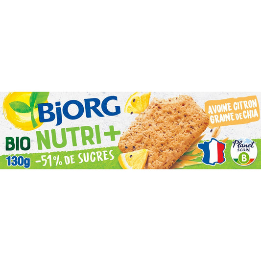 Biscuits Bio Avoine Citron et Graines de Chia BJORG Le paquet de 130g
