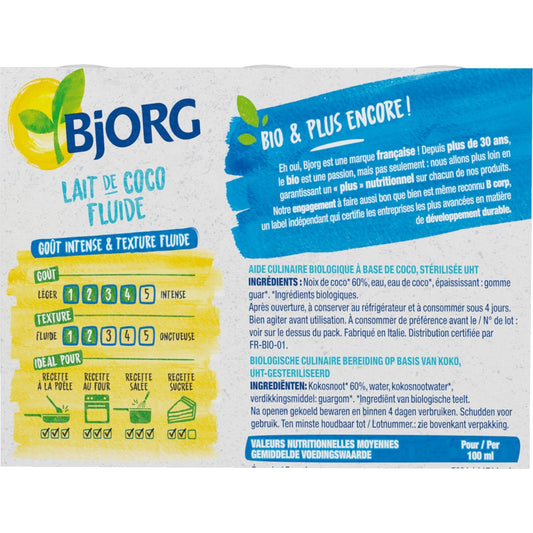 BJORG Organic Coconut Milk Cooking Aid