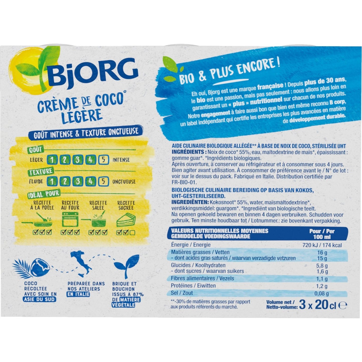 Aide Culinaire Bio Crème de Coco Légère BJORG
