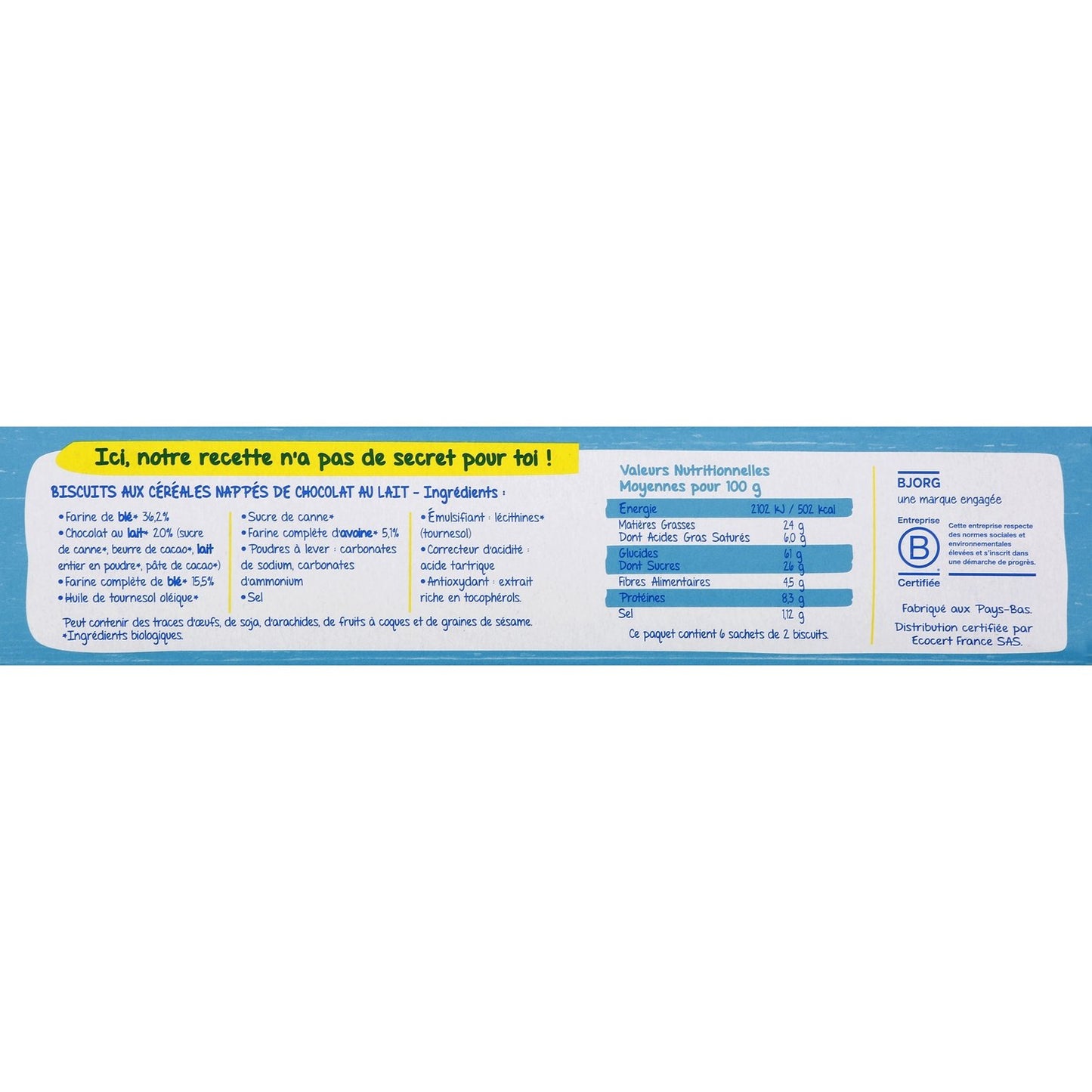 Biscuits Bio Sablé Chocolat au Lait BJORG