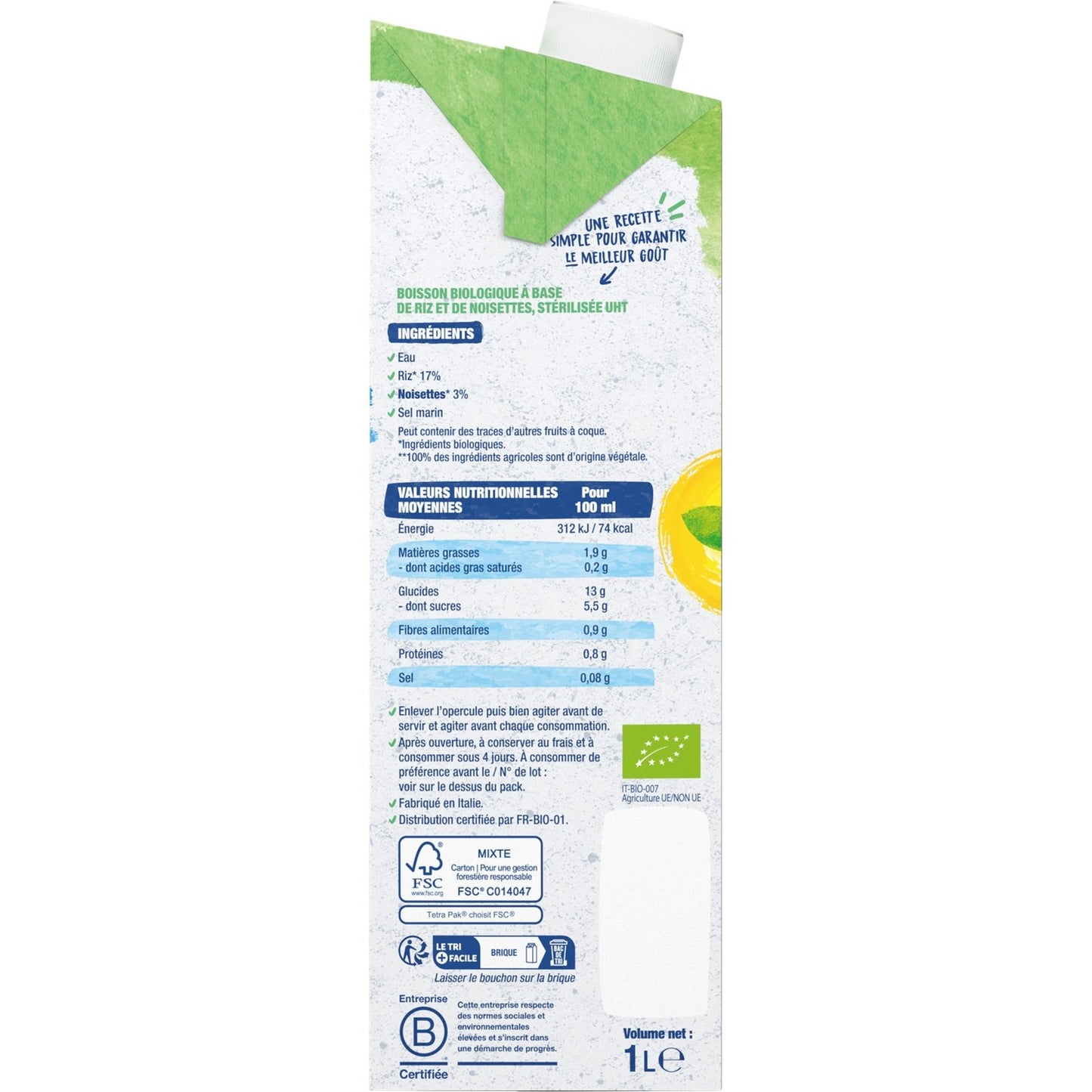 BJORG Organic Hazelnut Rice Plant Drink