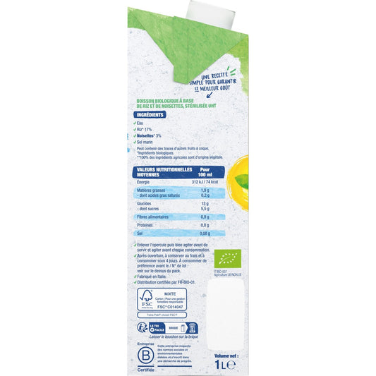 BJORG Organic Hazelnut Rice Plant Drink