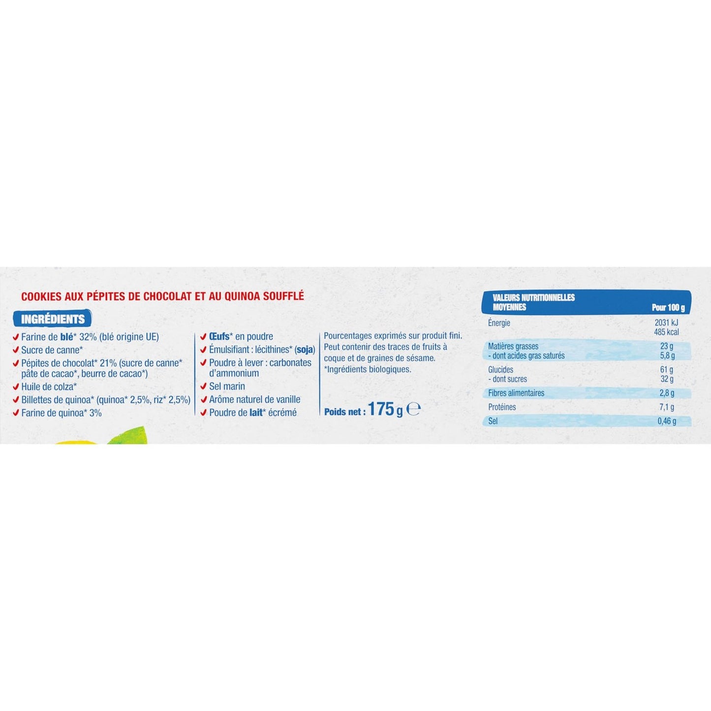 Biscuits Bio Cookies Quinoa Pépites de Chocolat BJORG