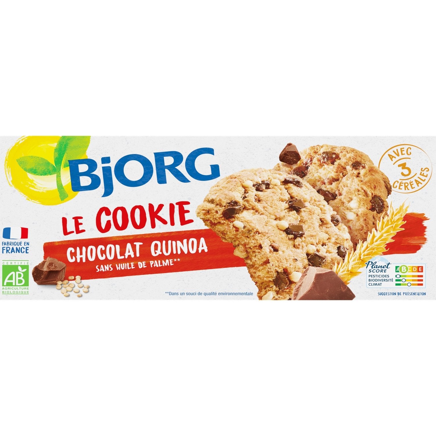 Biscuits Bio Cookies Quinoa Pépites de Chocolat BJORG Le paquet de 175g