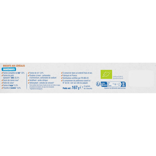 BJORG Organic P'tit Nature 5 Cereal Biscuits