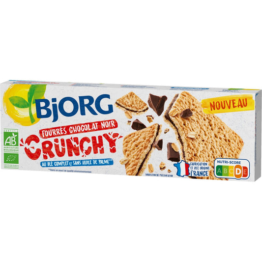 Biscuits Bio Fourrés Chocolat Noir Crunchy BJORG Le paquet de 150g