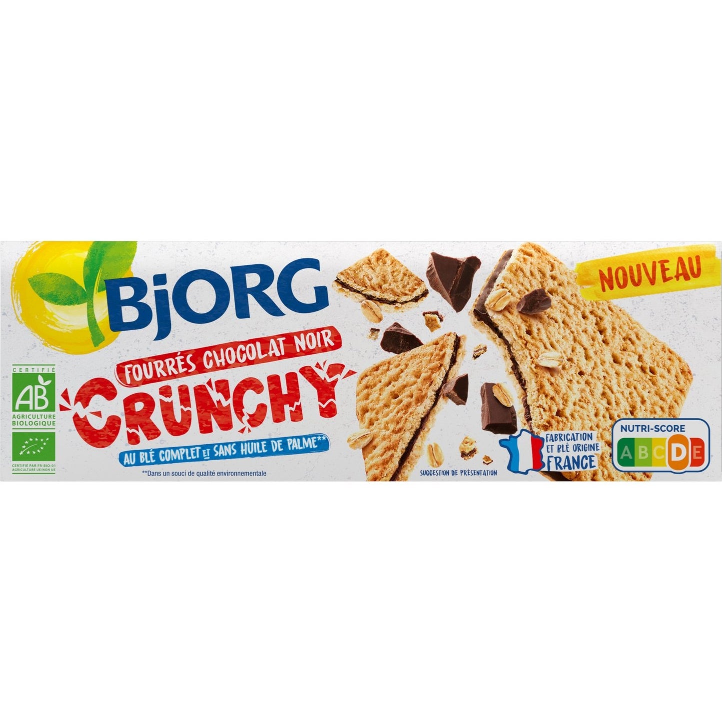 Biscuits Bio Fourrés Chocolat Noir Crunchy BJORG