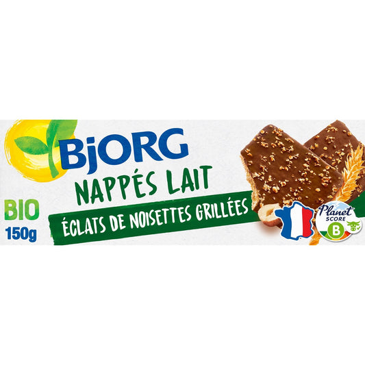 Biscuits Bio Nappé Chocolat au Lait Noisettes BJORG Le paquet de 150g