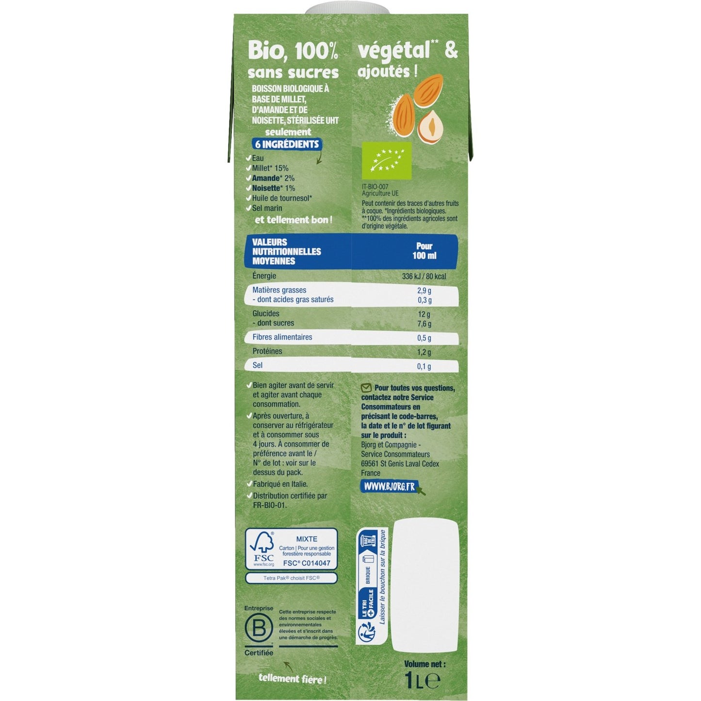 BJORG Organic Almond and Hazelnut Plant-Based Drink