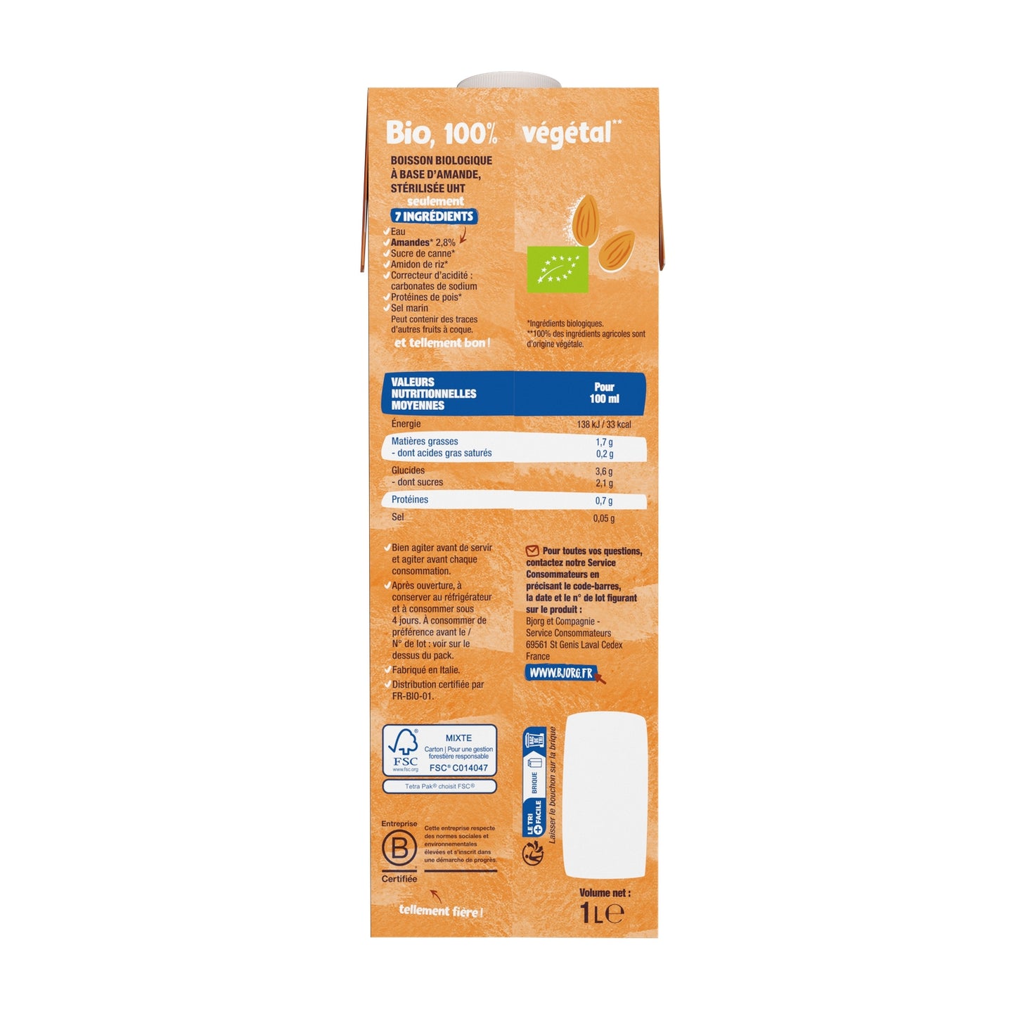 Lait d'Amande Barista Bio BJORG 