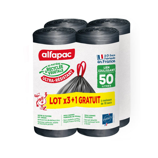 Sac Poubelle Coulissant 50l  10 Sacs ALFAPAC