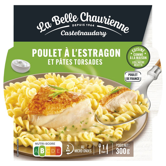 Plat Cuisiné Poulet Estragon & Pâtes LA BELLE CHAURIENNE la barquette de 300g