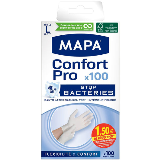 Gants Latex Taille L 8-8 1/2 MAPA la boite de 100