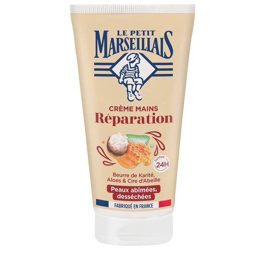 Crème main Sèches à Très Sèches Karité Aloe Vera et Cire d'Abeille Réparation LE PETIT MARSEILLAIS le tube de 75mL