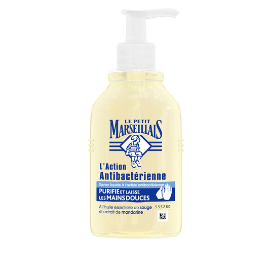Savon Liquide Mains Action Anti-Bactérienne à l'Huile Essentielle de Sauge et Extrait de Mandarine LE PETIT MARSEILLAIS