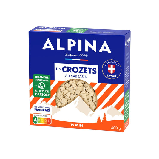 Pâtes Crozets Sarrasin ALPINA la boite de 400 g