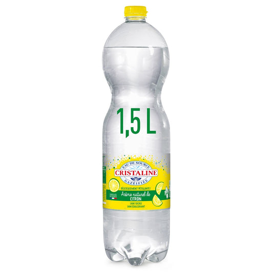 Sparkling Spring Water Flavored with Lemon Flavor CRISTALINE