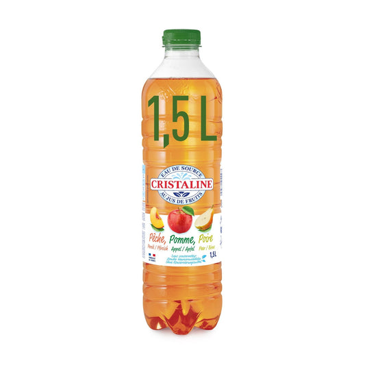 Still Spring Water Flavored Fruit Juice Apple Peach Pear CRISTALINE