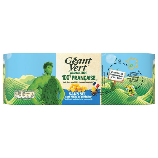 Maïs Sans Sel Sans Résidu de Pesticides GEANT VERT les 3 boîtes de 140g net égoutté