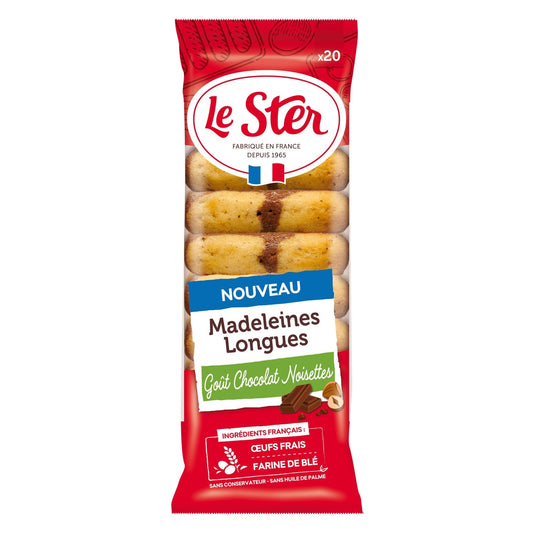 Madeleines Longues Goût Chocolat Noisettes LE STER le paquet de 20 madeleines