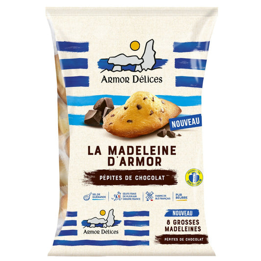 Madeleine d'Armor Pépites Chocolat ARMOR DELICES le paquet de 8 madeleines