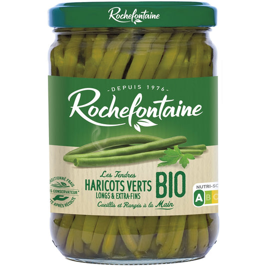 Haricots Verts Bio Extra-Fins ROCHEFONTAINE le bocal de 280 g net égoutté
