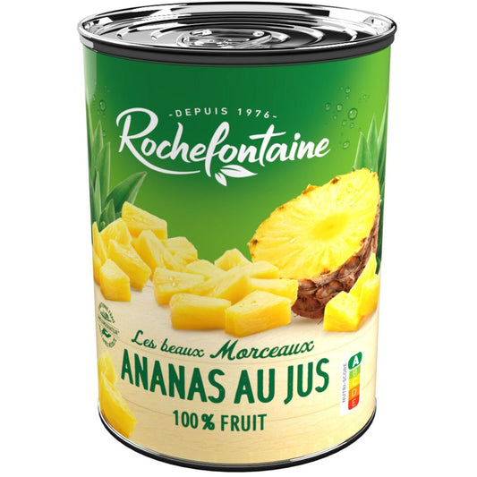 Fruits in Syrup Pineapple Pieces in Juice ROCHEFONTAINE
