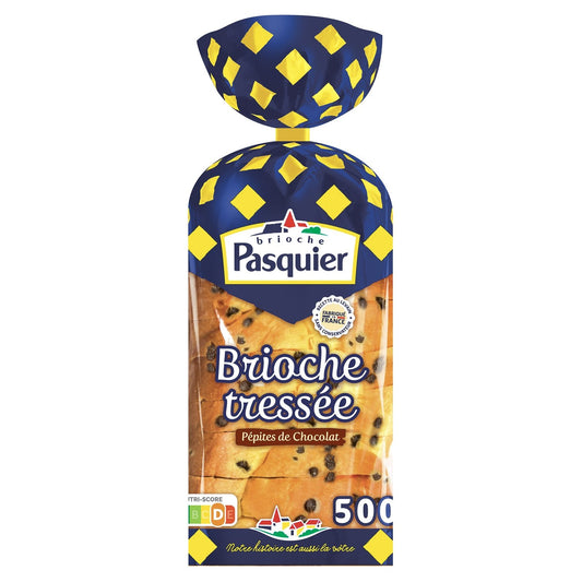 Brioche Tressée Tranchée Pépites de Chocolat PASQUIER la brioche de 500g