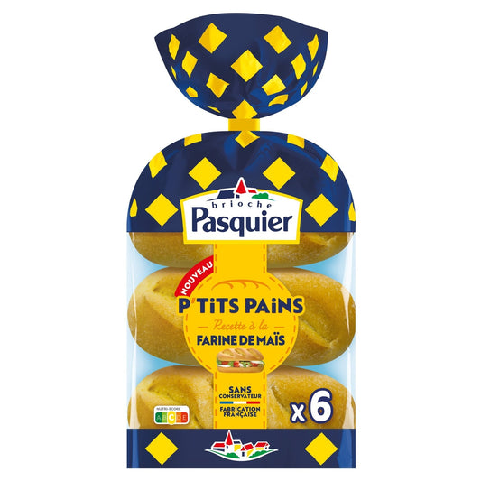 P'tits Pains à la Farine de Maïs BRIOCHE PASQUIER le paquet de 6 pains - 270g