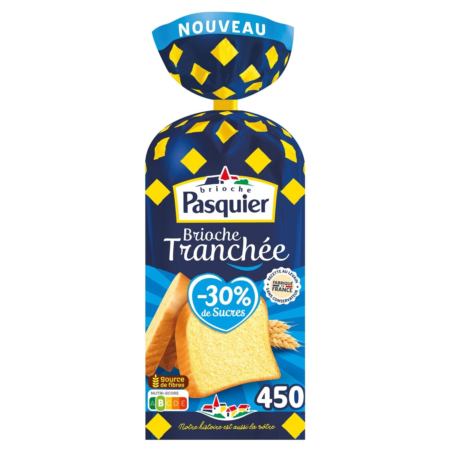 Brioche Tranchée 30% de Sucres BRIOCHE PASQUIER le paquet de 450g