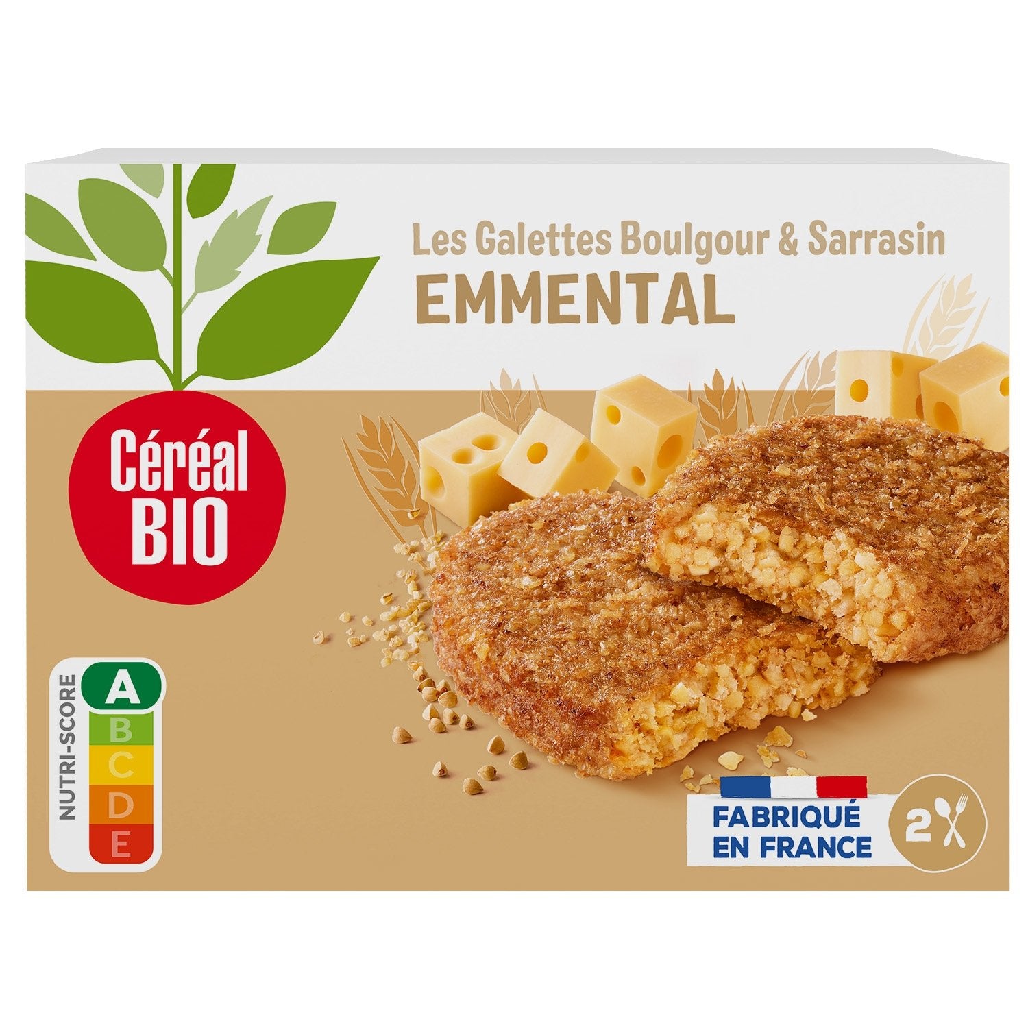 Galettes Boulgour et Sarrasin à l'Emmental Bio CEREAL BIO les 2 galettes de 100g