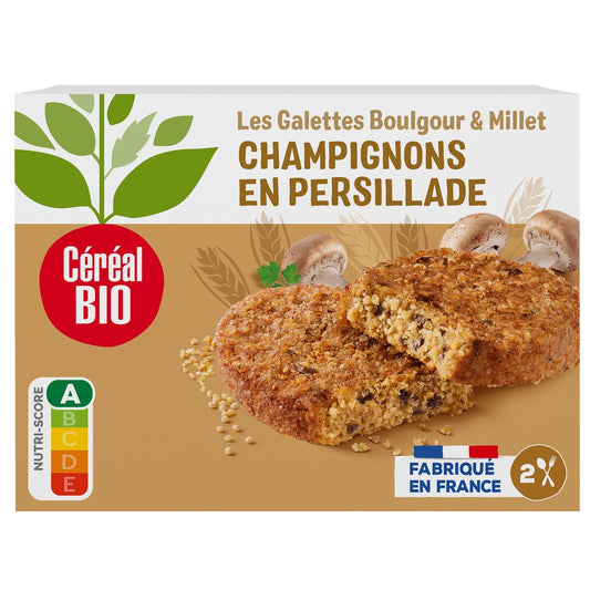 Galettes Boulgour et Millet aux Champignons Bio CEREAL BIO les 2 galettes de 100g