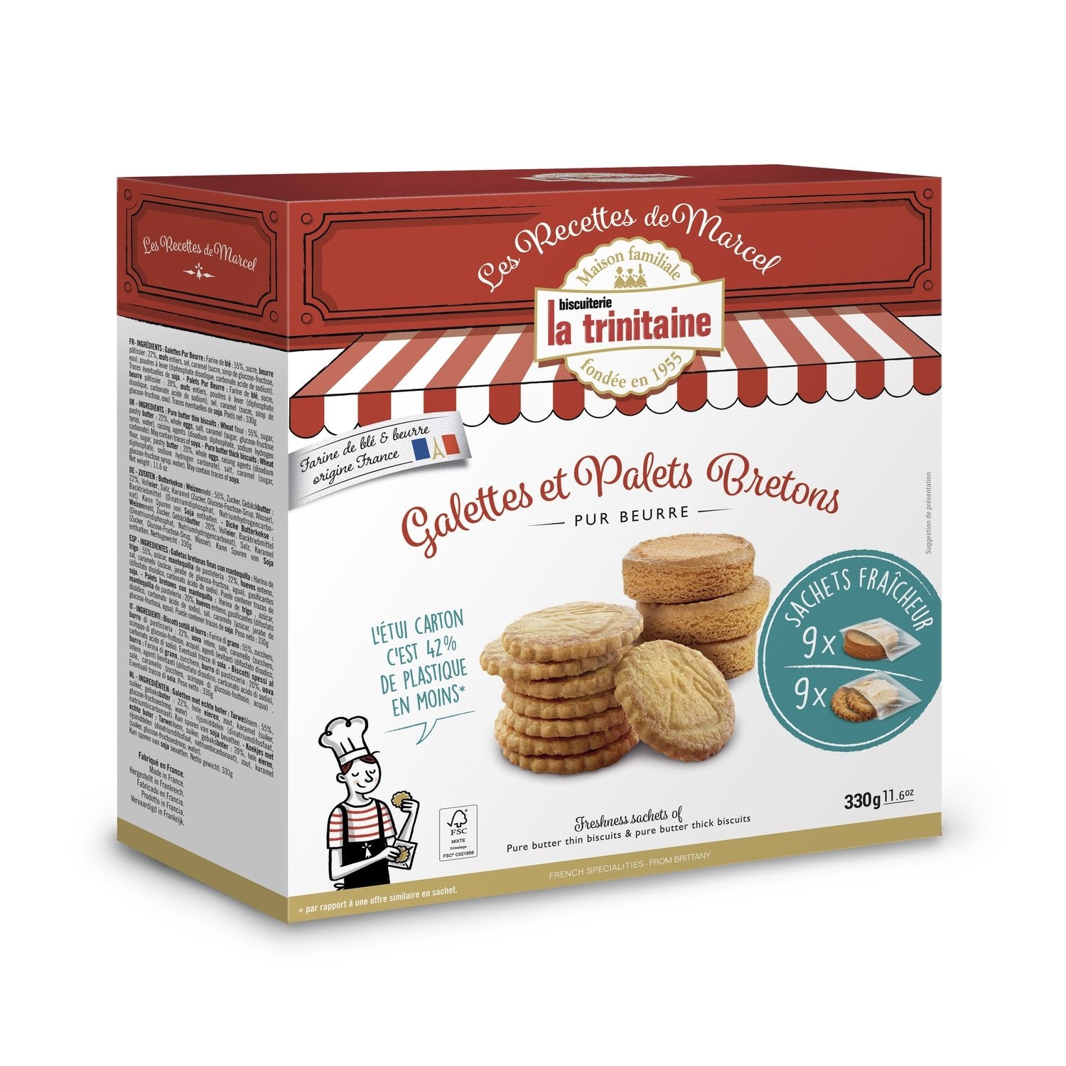 Biscuits Galette et Palet LA TRINITAINE le paquet de 330g